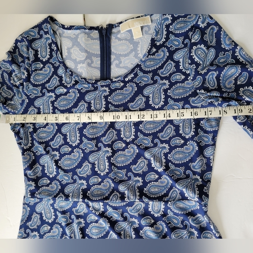 Michael Kors Blue Paisley Long Sleeve Flare Career Wear Office Dress - Picture 4 of 10